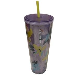 Starbucks Floral Reusable Cold Cup Iced Coffee Tumbler NWT